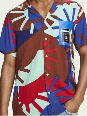 Scotch & Soda South Sea Edition Short Sleeve Button Down Camp Shirt XL